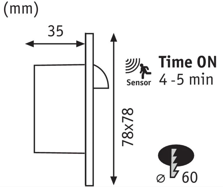 Noční nástěnné designové led světlo Wall čtverec s čidlem